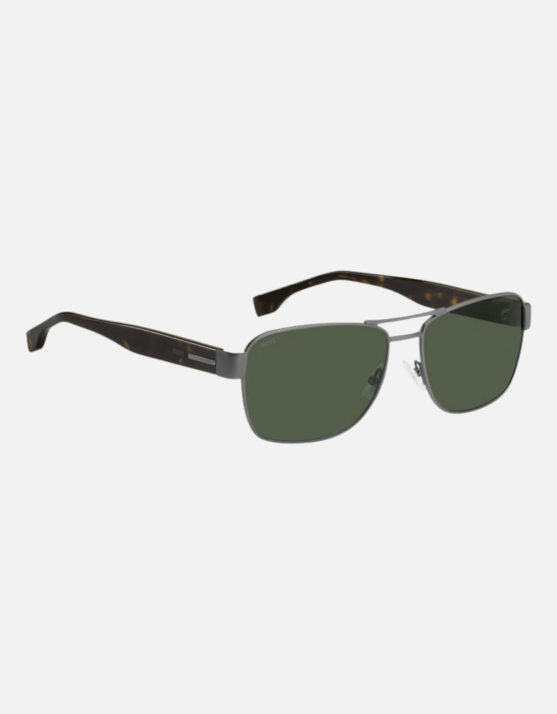 Matte Ruthenium Dark Havana Legs Green Lensed Sunglasses