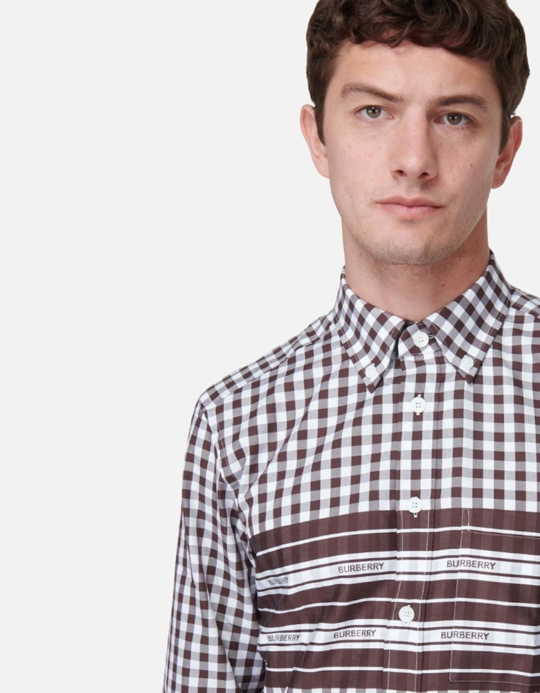 Cotton Poplin Dark Burgundy Check Shirt