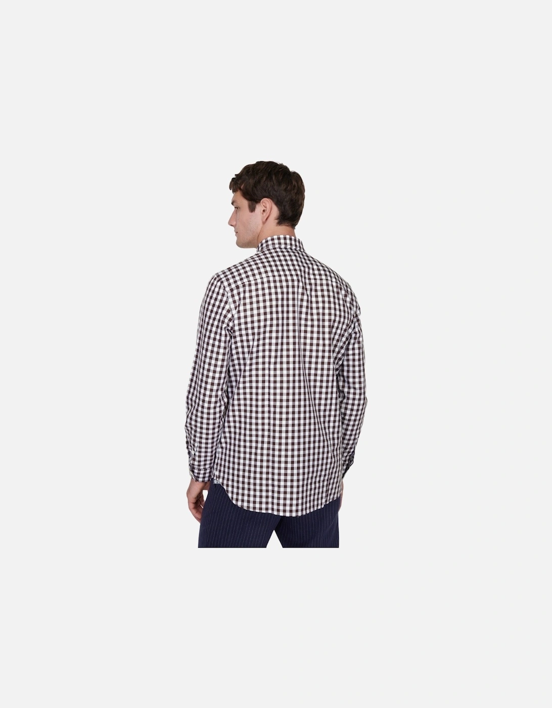 Cotton Poplin Dark Burgundy Check Shirt