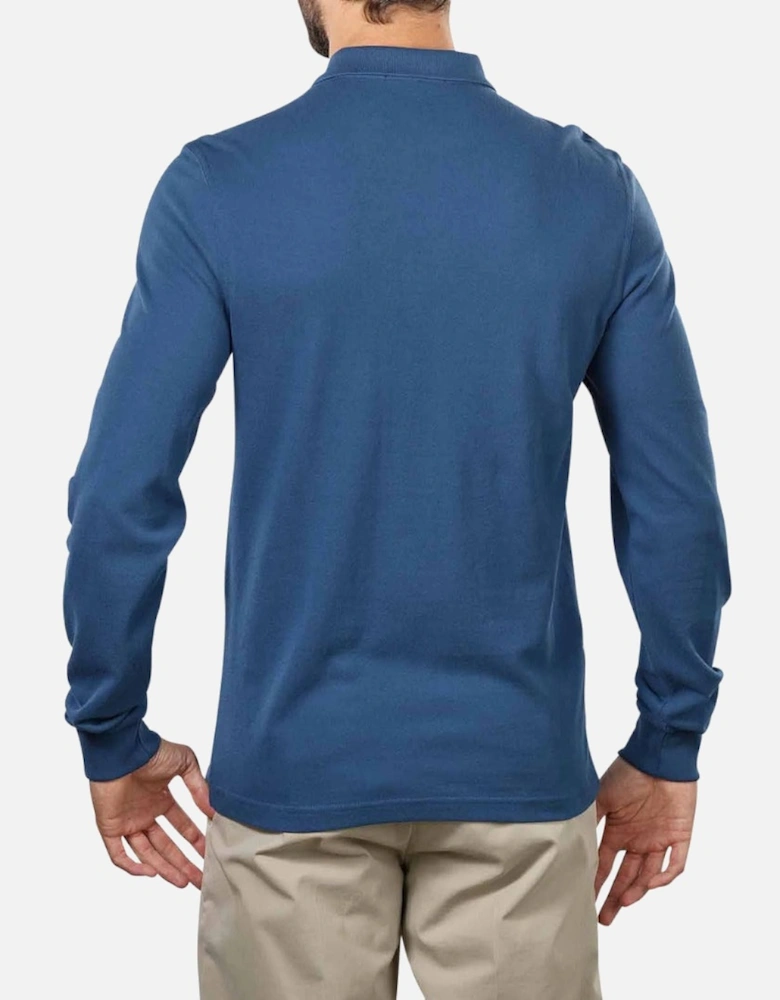 Midnight Blue Long Sleeve Plain Polo Shirt