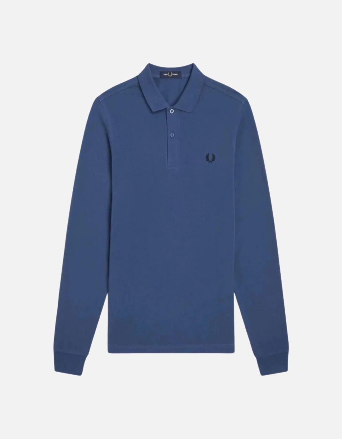 Midnight Blue Long Sleeve Plain Polo Shirt, 5 of 4