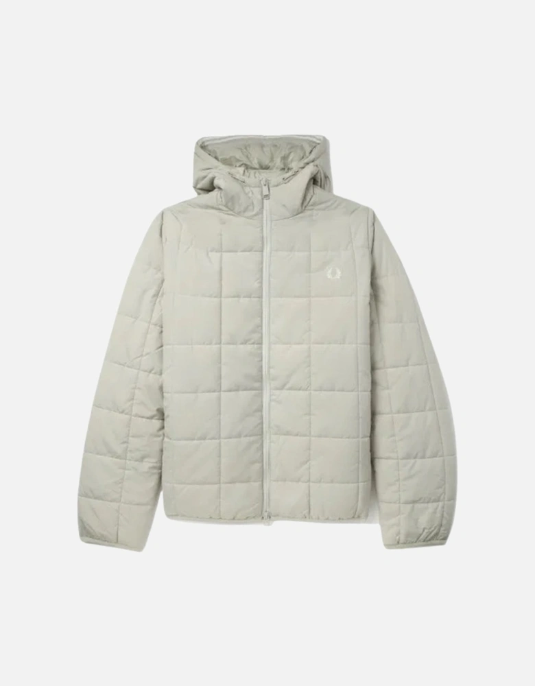 Grid Detail Insulated Light Oyster White Jacket