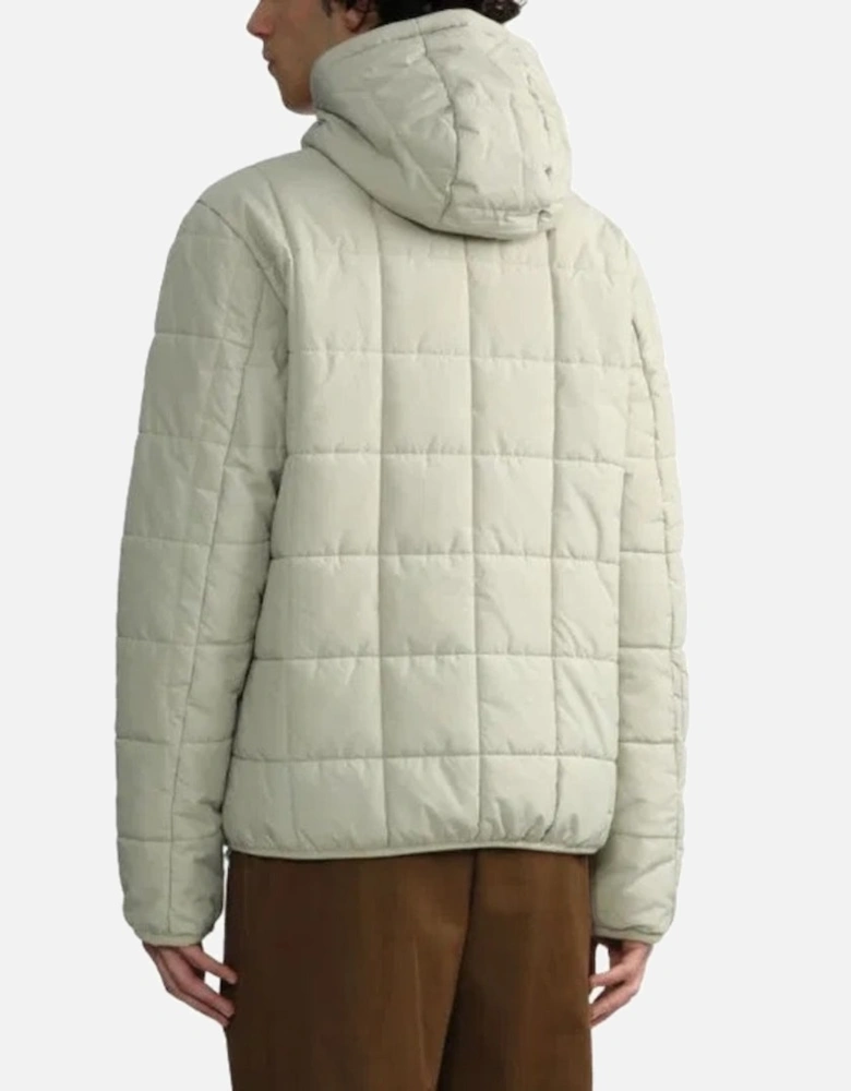 Grid Detail Insulated Light Oyster White Jacket