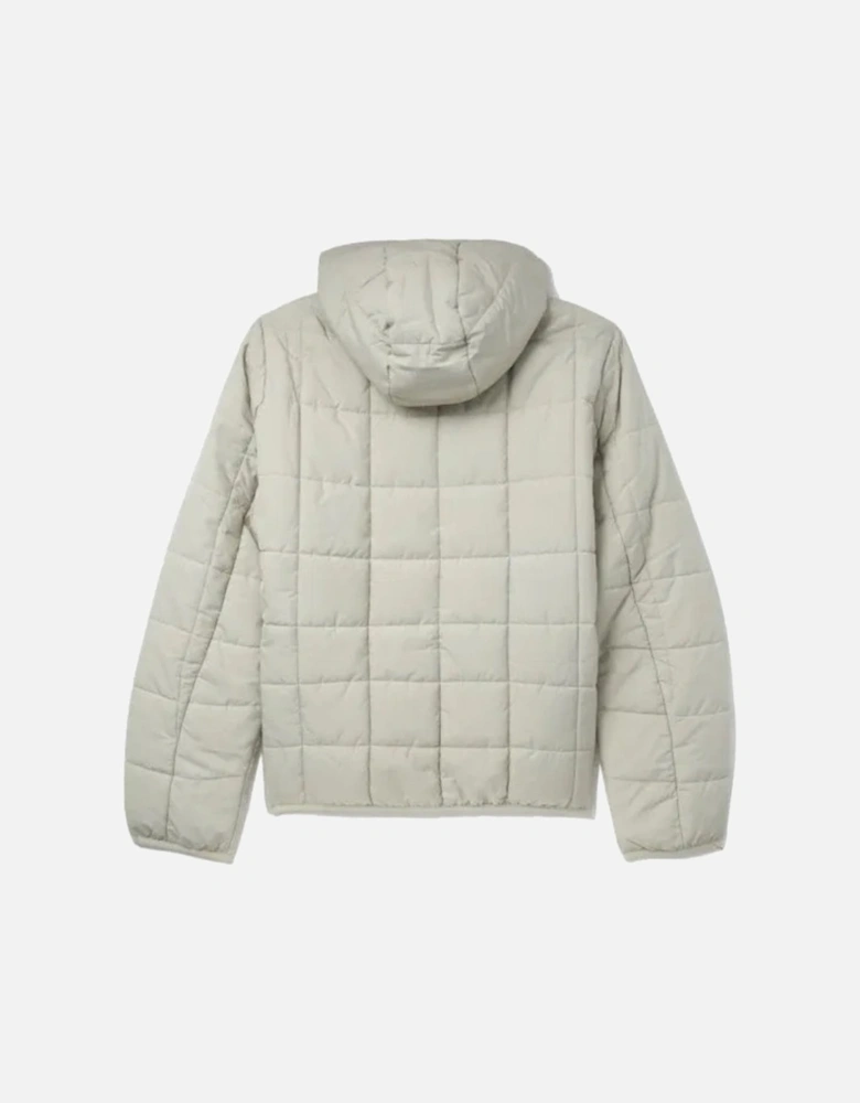 Grid Detail Insulated Light Oyster White Jacket