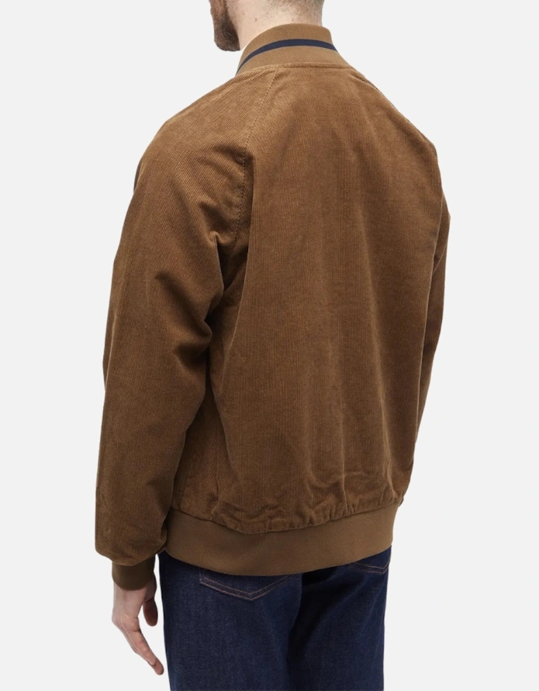 Shaded Stone Waffle Cord Tennis Brown Bomber Jacket