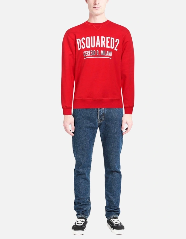 Ceresio Logo Crewneck Red Sweatshirt