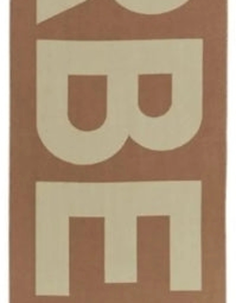 Logo Birch Brown Wool Jacquard Scarf