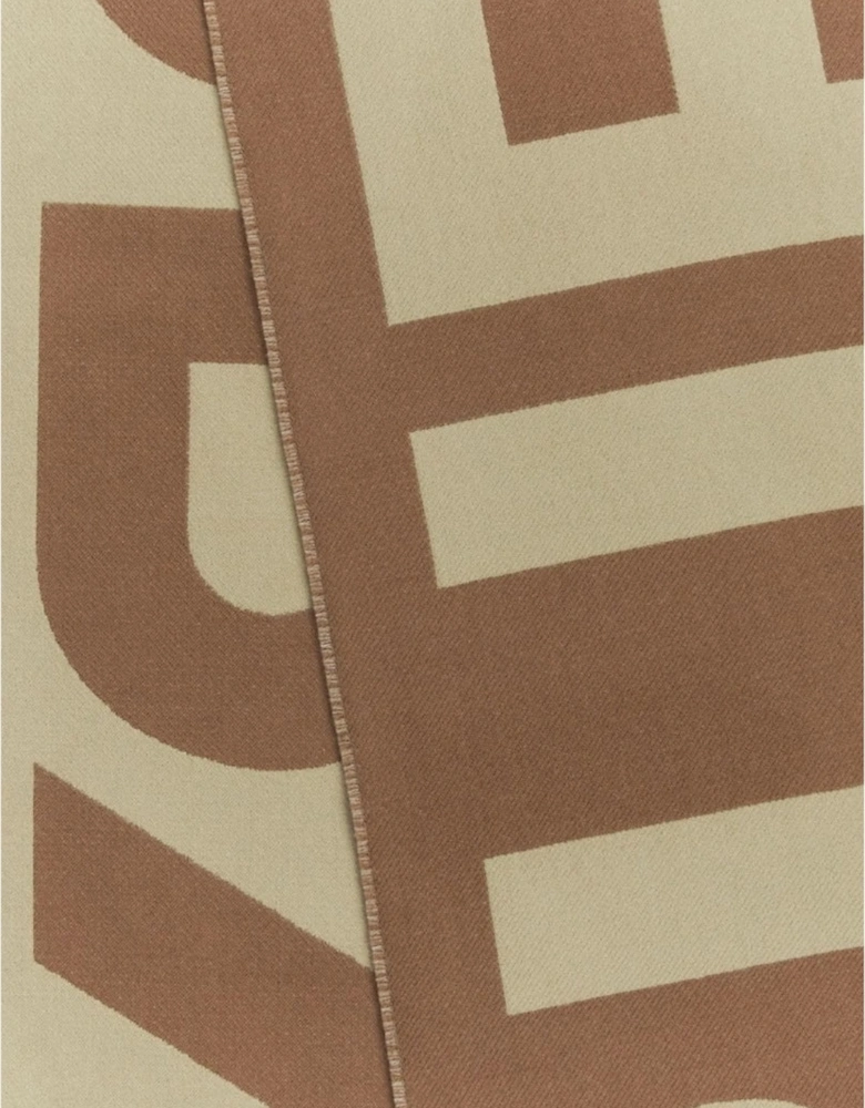Logo Birch Brown Wool Jacquard Scarf
