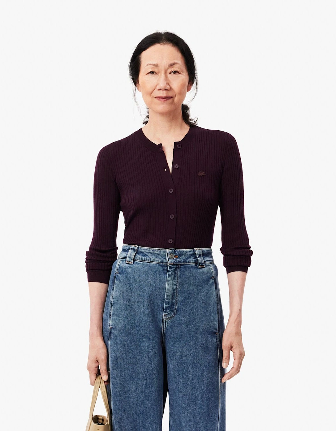 Lacoste Women's Merino Wool 3D Knit Cardigan - Brown - Size: 8