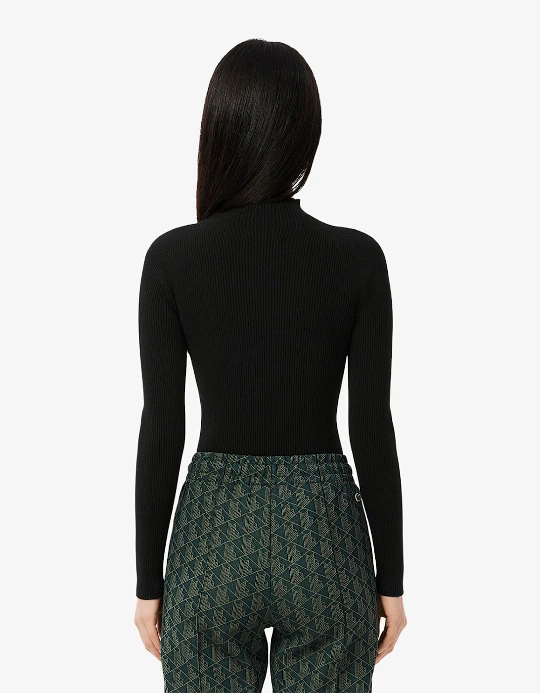 High Neck 3D Rib Knit Sweatshirt