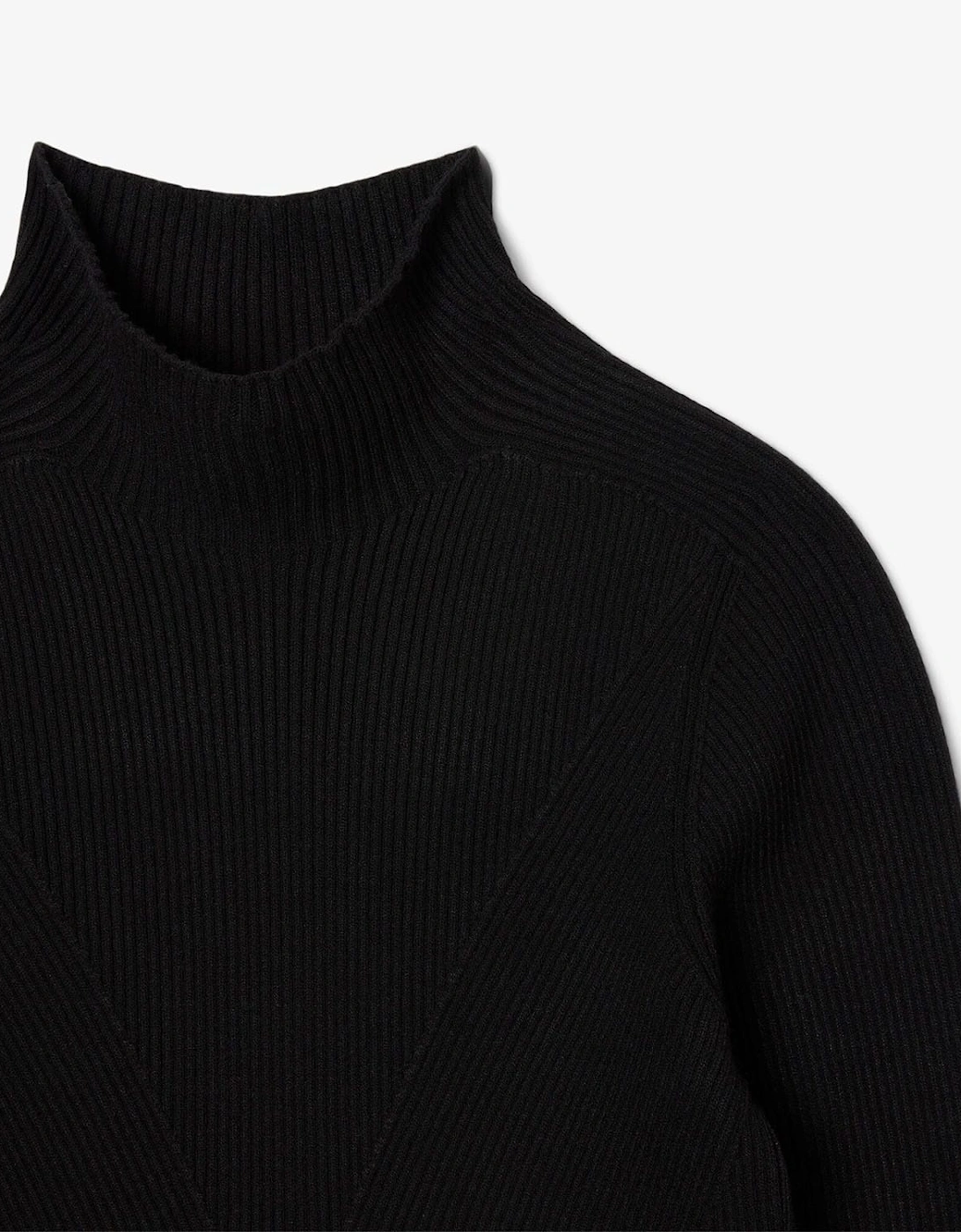 High Neck 3D Rib Knit Sweatshirt