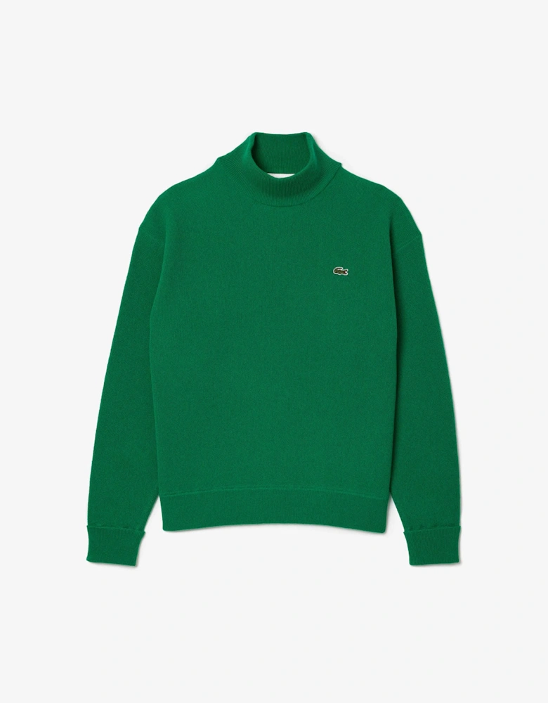 Relaxed Fit Carded Wool High Neck Sweatshirt