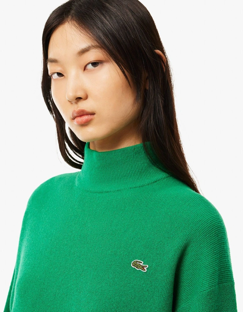 Relaxed Fit Carded Wool High Neck Sweatshirt
