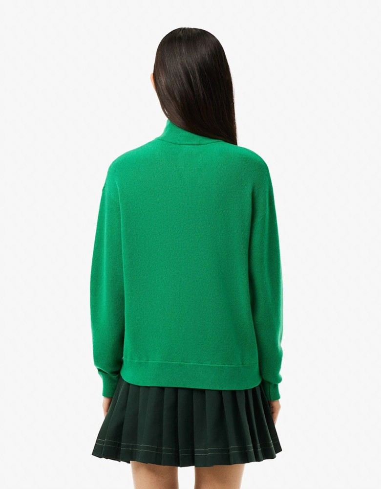 Relaxed Fit Carded Wool High Neck Sweatshirt