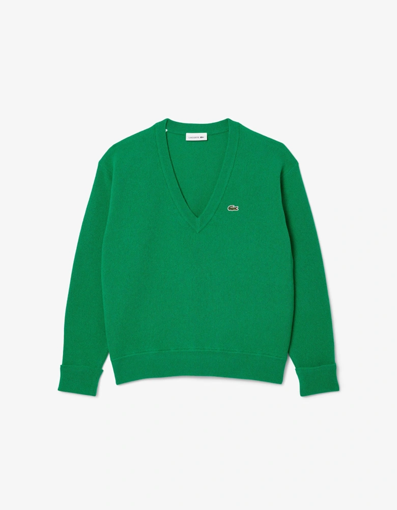 Relaxed Fit Carded Wool Moss Stitch Sweater