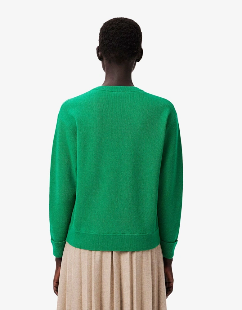 Relaxed Fit Carded Wool Moss Stitch Sweater