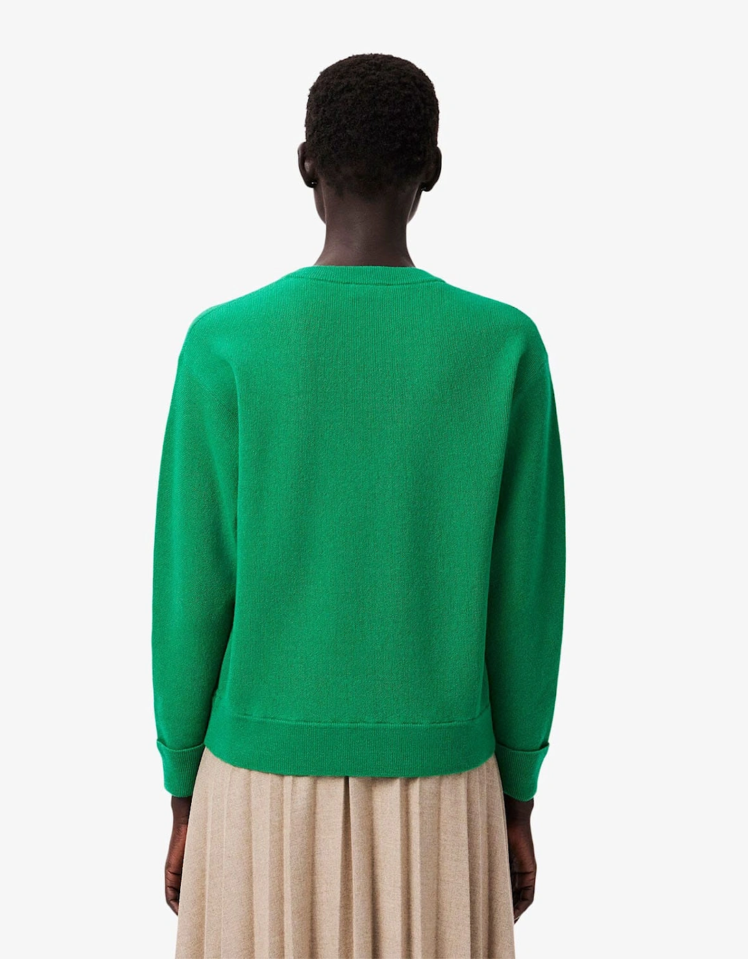 Relaxed Fit Carded Wool Moss Stitch Sweater