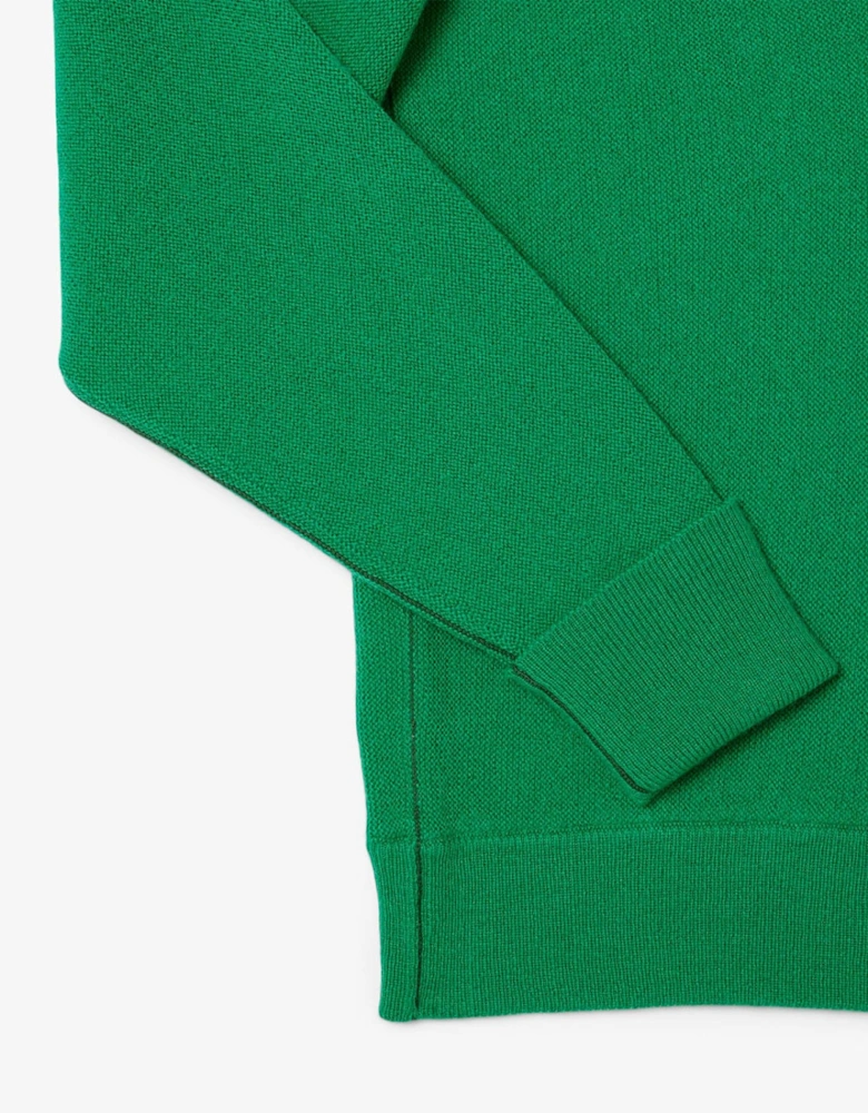 Relaxed Fit Carded Wool Moss Stitch Sweater