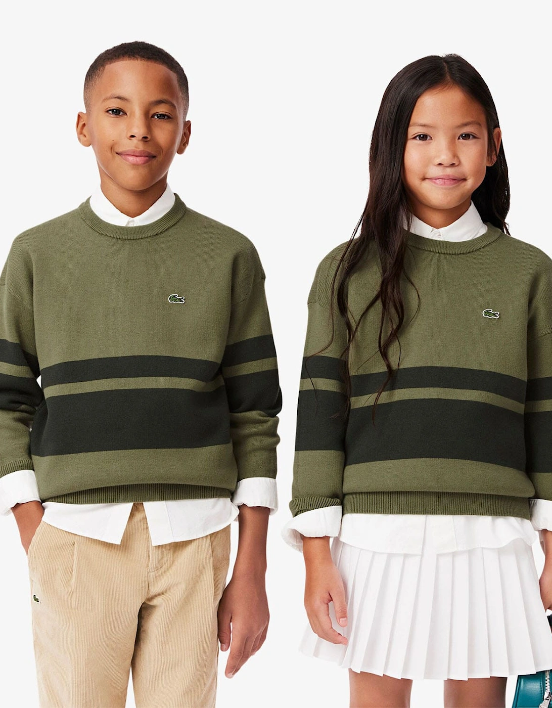 Lacoste Boy's Juniors Striped Sweatshirt - Green - Size: 14 years