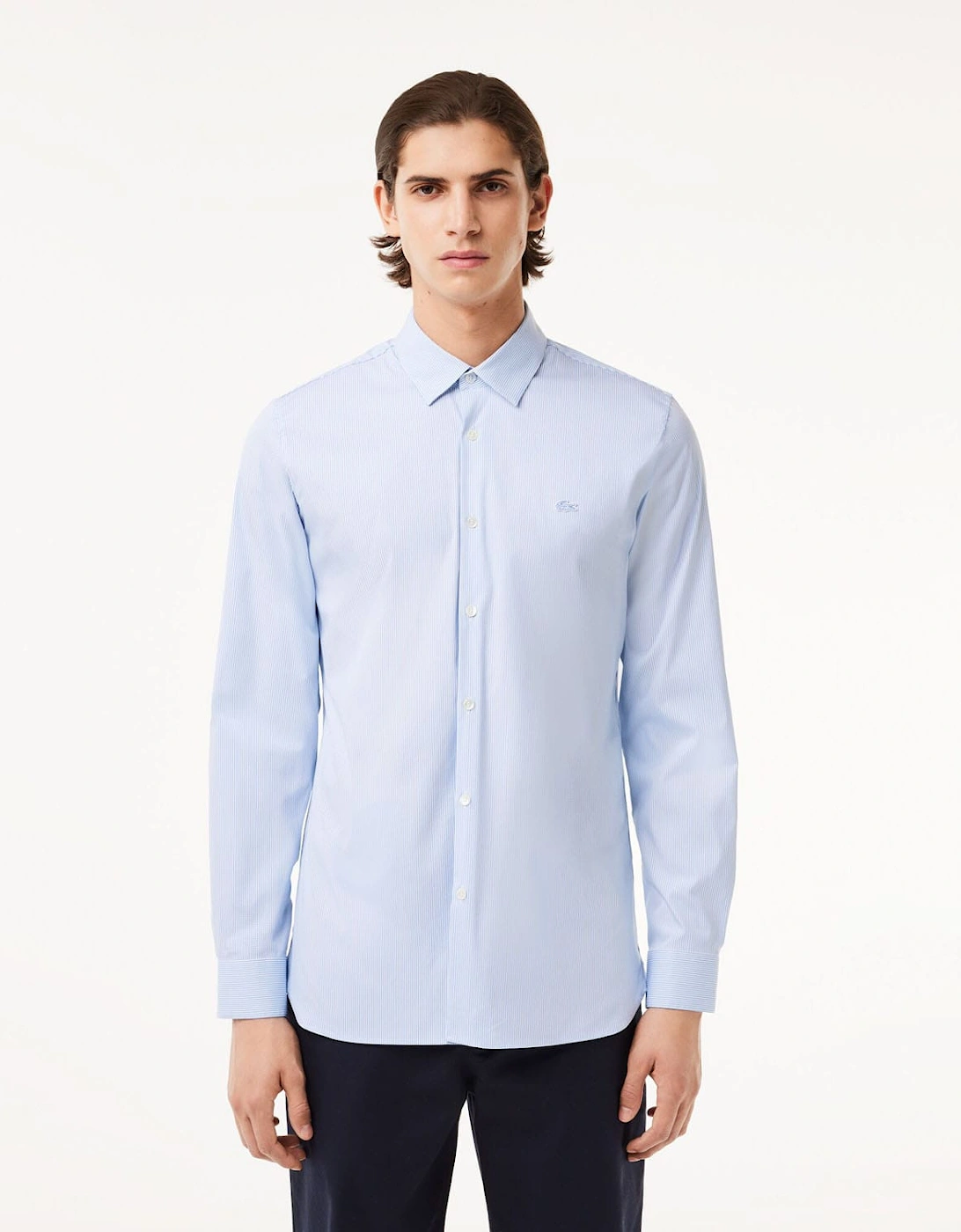 Slim Fit Striped Stretch Poplin Shirt, 7 of 6