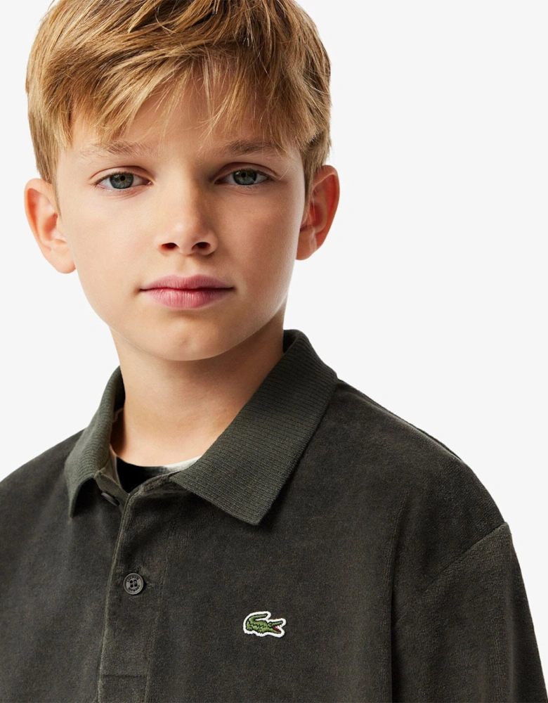 Juniors Long Sleeved Velour Polo Shirt
