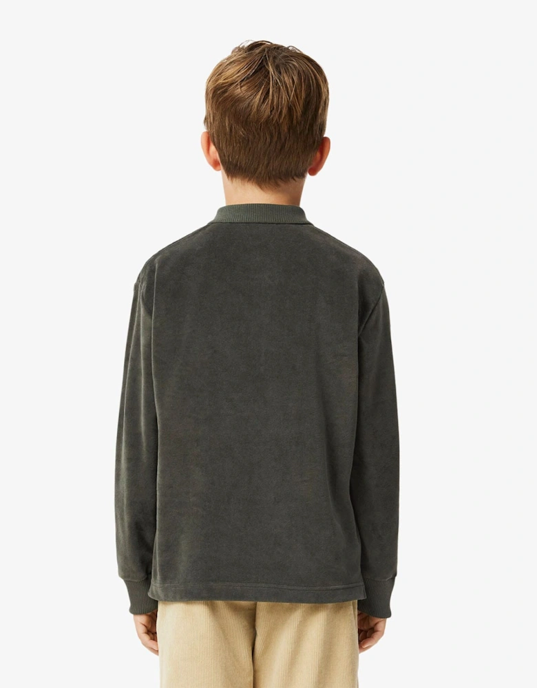 Juniors Long Sleeved Velour Polo Shirt