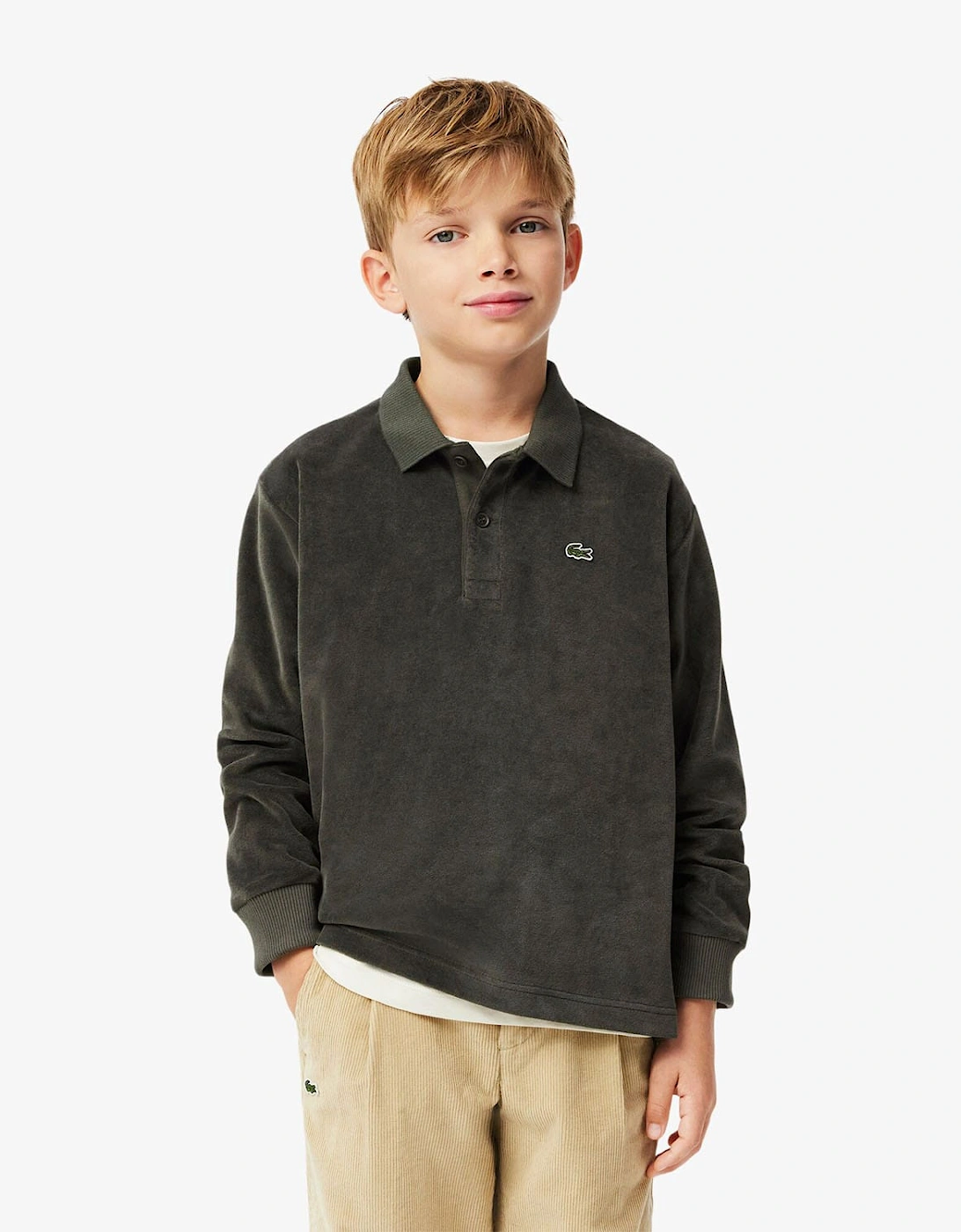 Juniors Long Sleeved Velour Polo Shirt, 6 of 5