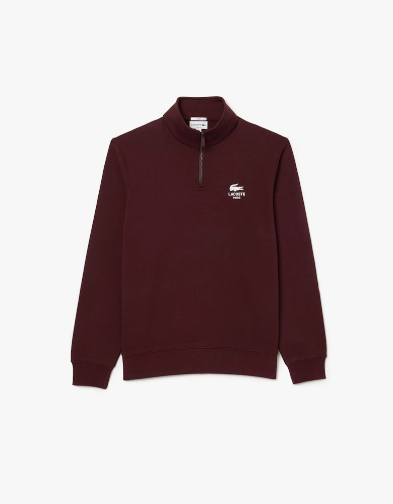 High Neck Zip-Up Print Sweatshirt