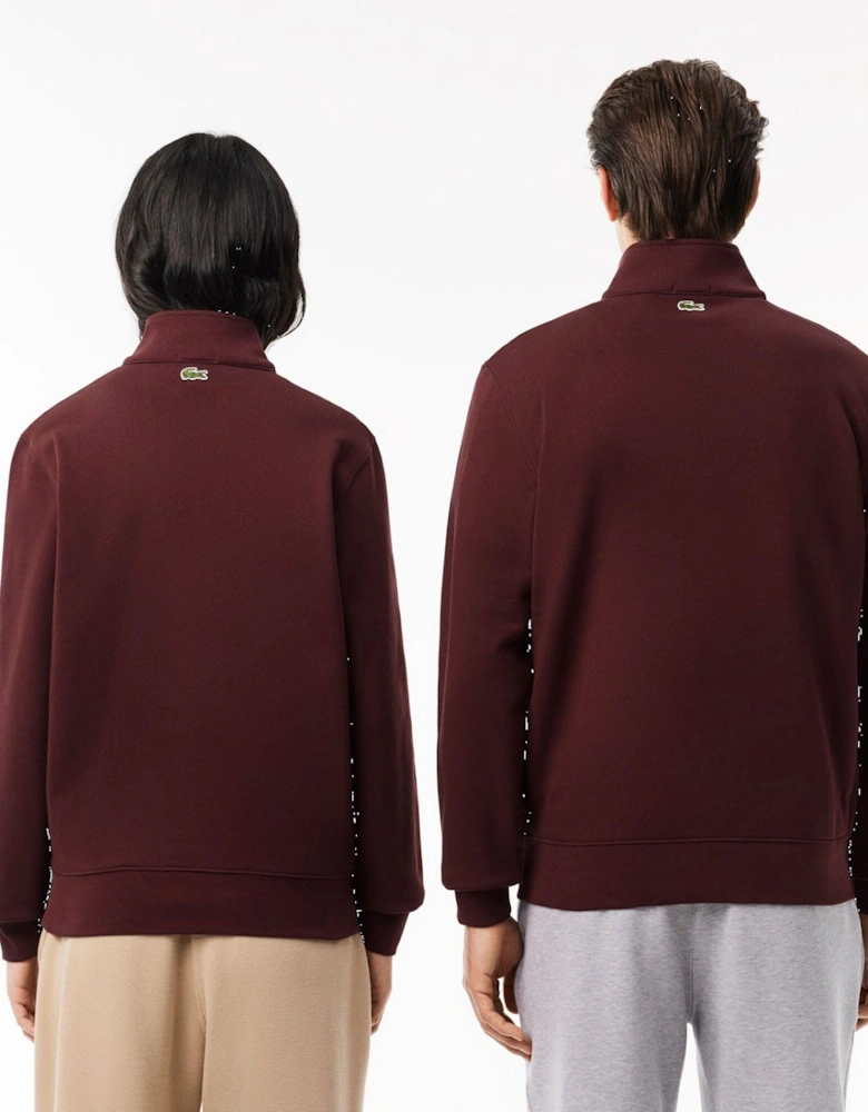 High Neck Zip-Up Print Sweatshirt
