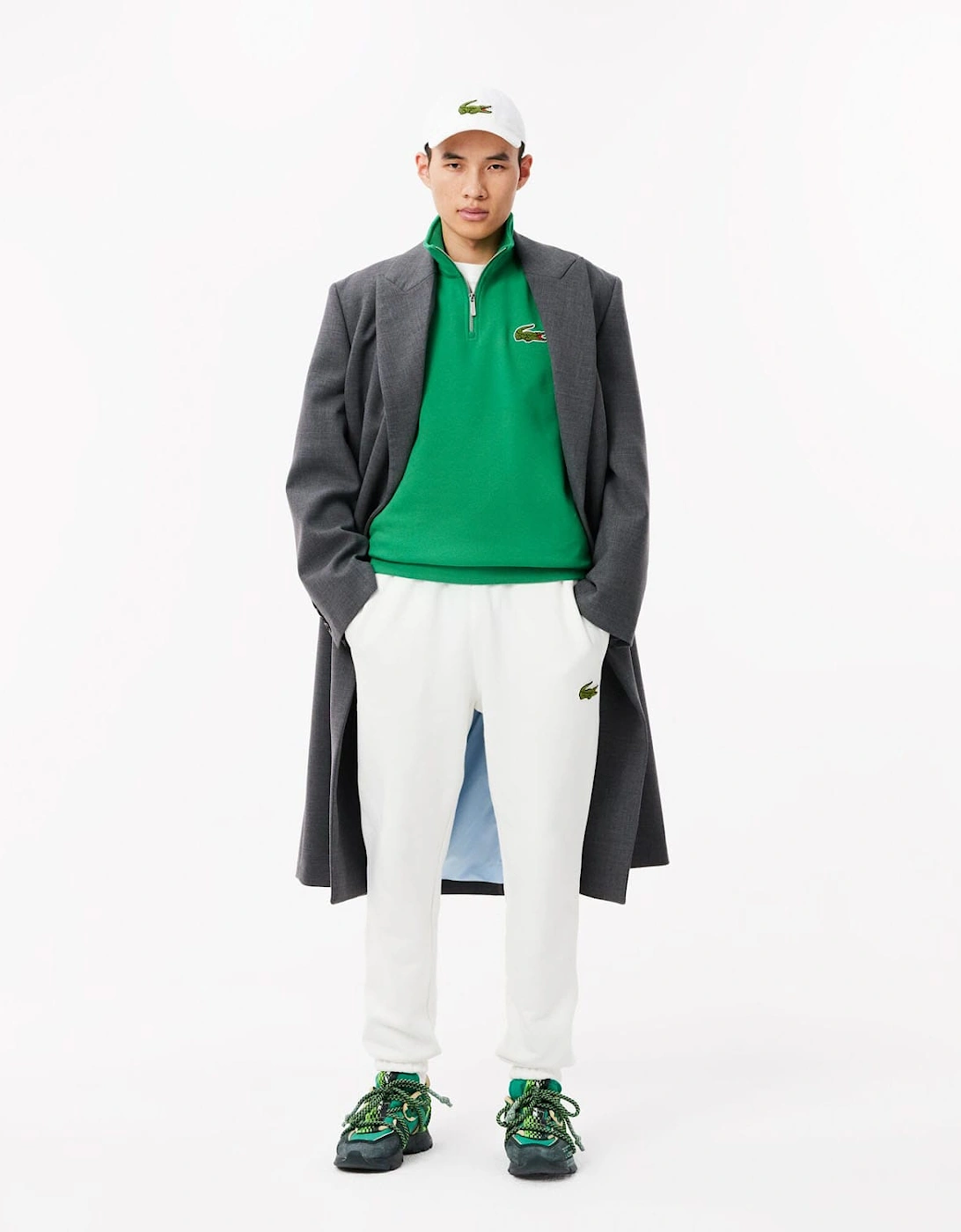 Loose Fit Zip Neck Badge Accent Sweatshirt