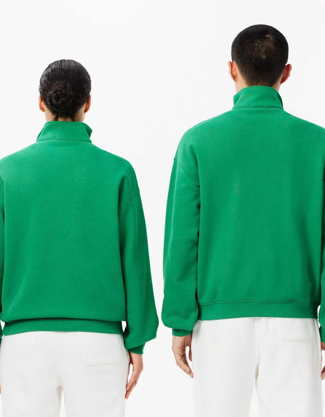 Loose Fit Zip Neck Badge Accent Sweatshirt