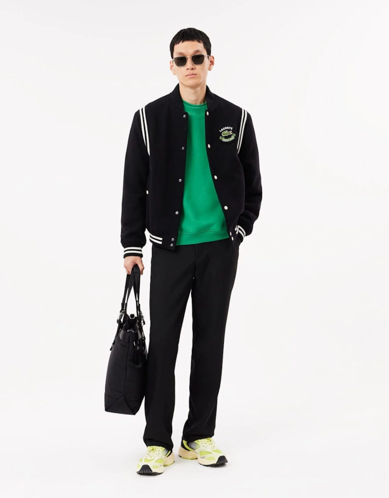 Loose Fit Badge Accent Fleece Sweatshirt