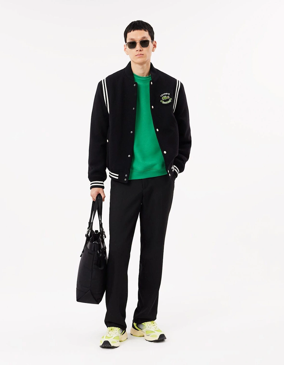 Loose Fit Badge Accent Fleece Sweatshirt