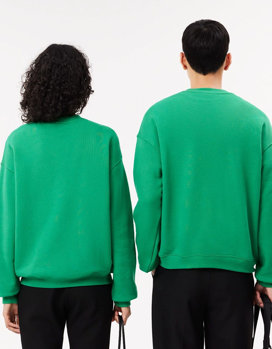Loose Fit Badge Accent Fleece Sweatshirt