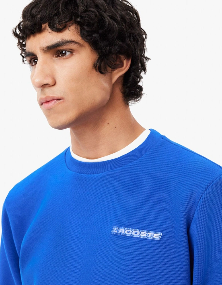 Piqué Badge Accent Sweatshirt
