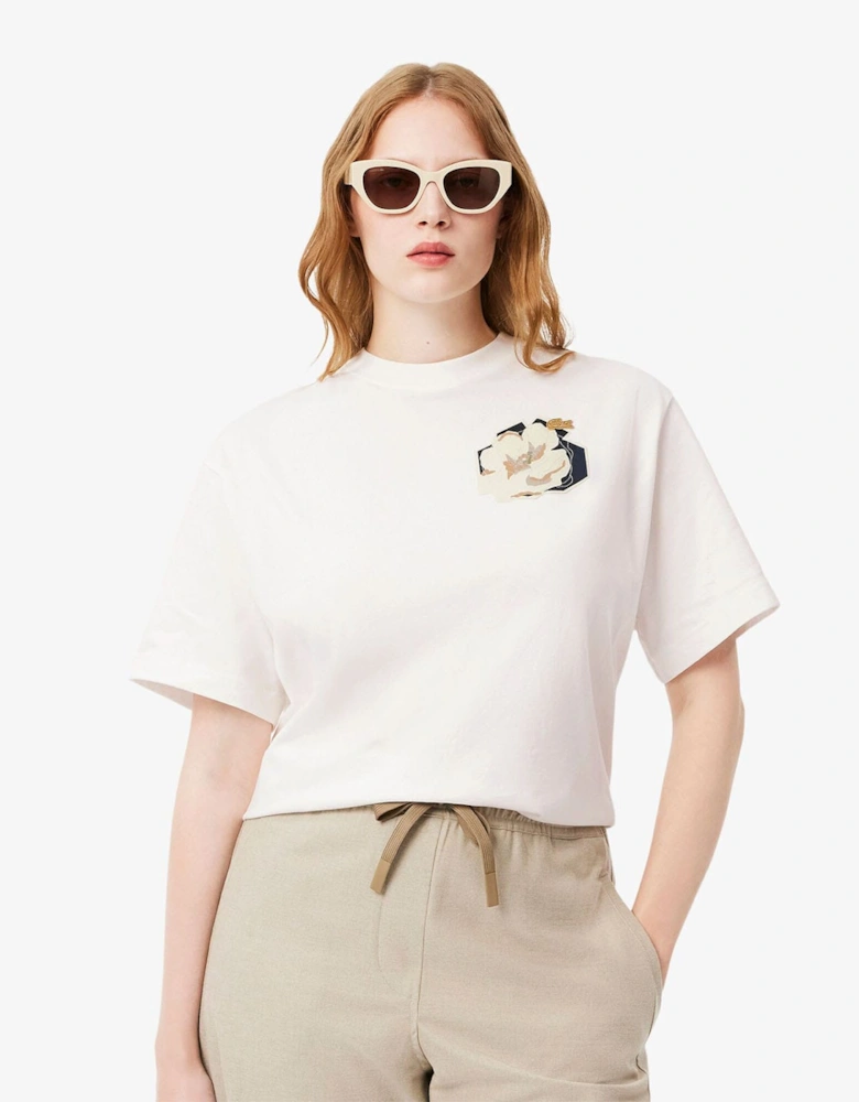 Oversized Flower Print Cotton T-Shirt