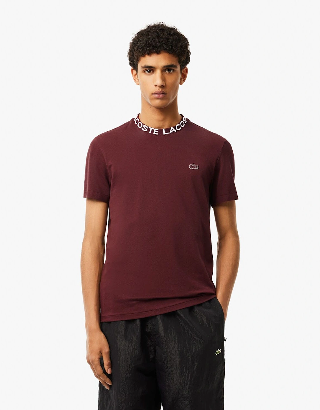 Lightweight Piqué Jacquard Neck T-Shirt, 7 of 6