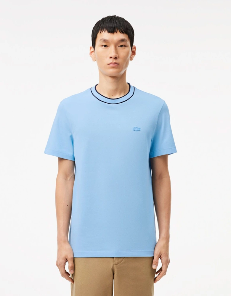 Stretch Piqué Stripe Collar T-Shirt