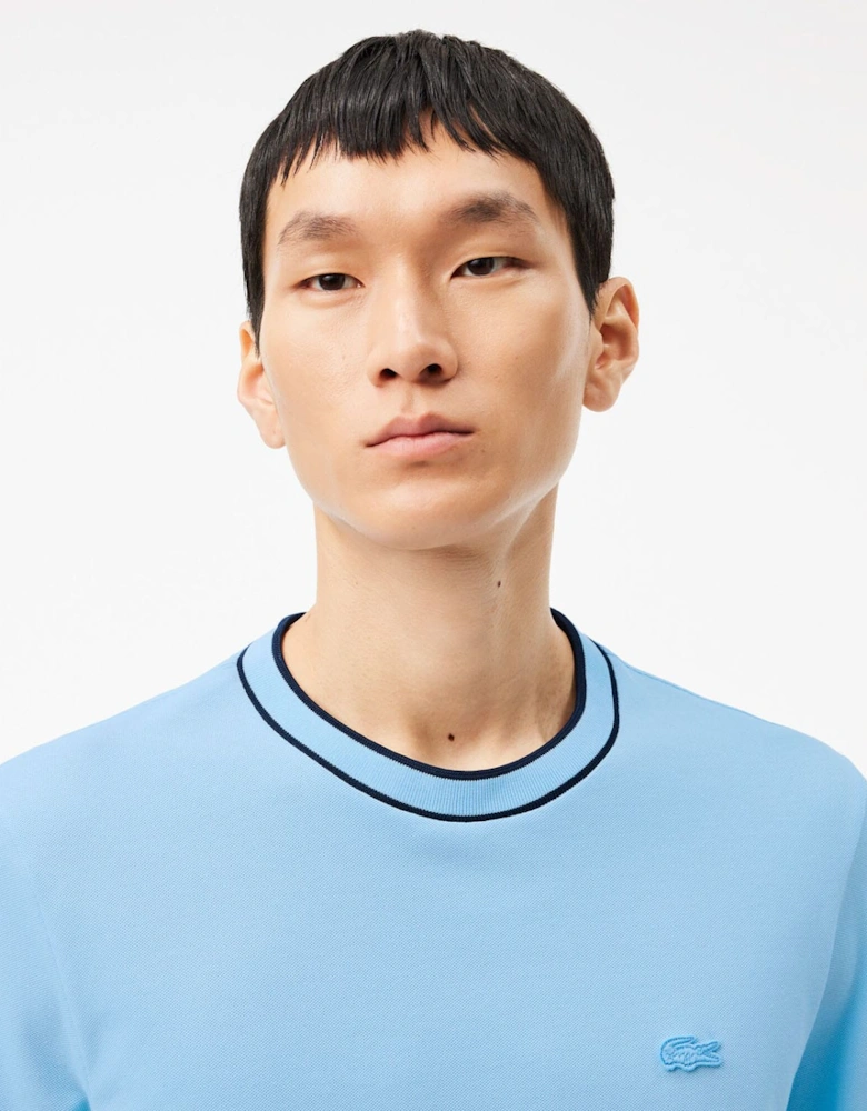 Stretch Piqué Stripe Collar T-Shirt