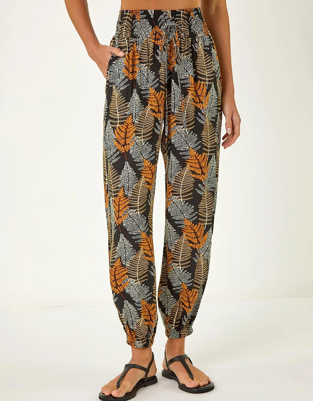 Leaf Tie Waist Trousers - Black, 2 of 1