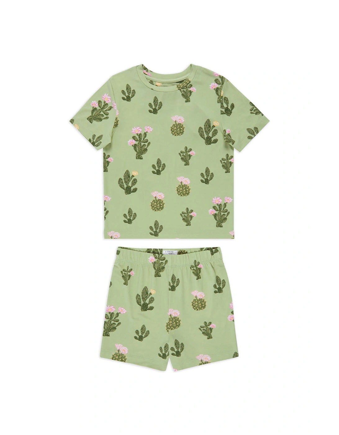 Unisex Kids Detailed Cacti Print T-shirt And Short Pyjama Set - Khaki, 2 of 1