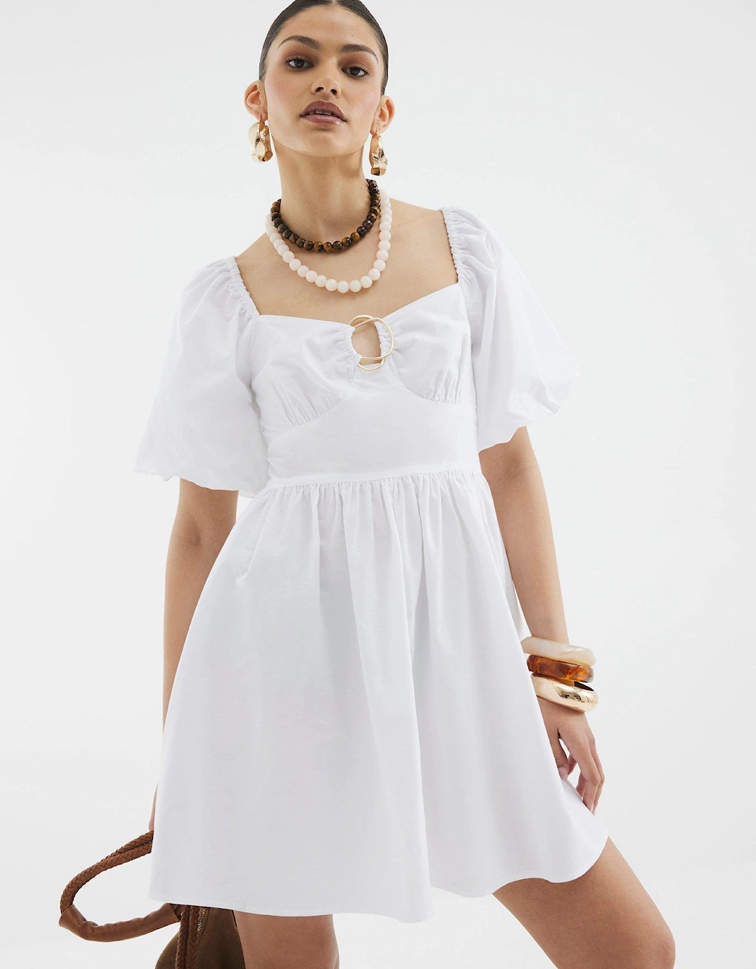 Short Sleeve Poplin Trim Detail Mini - White, 2 of 1