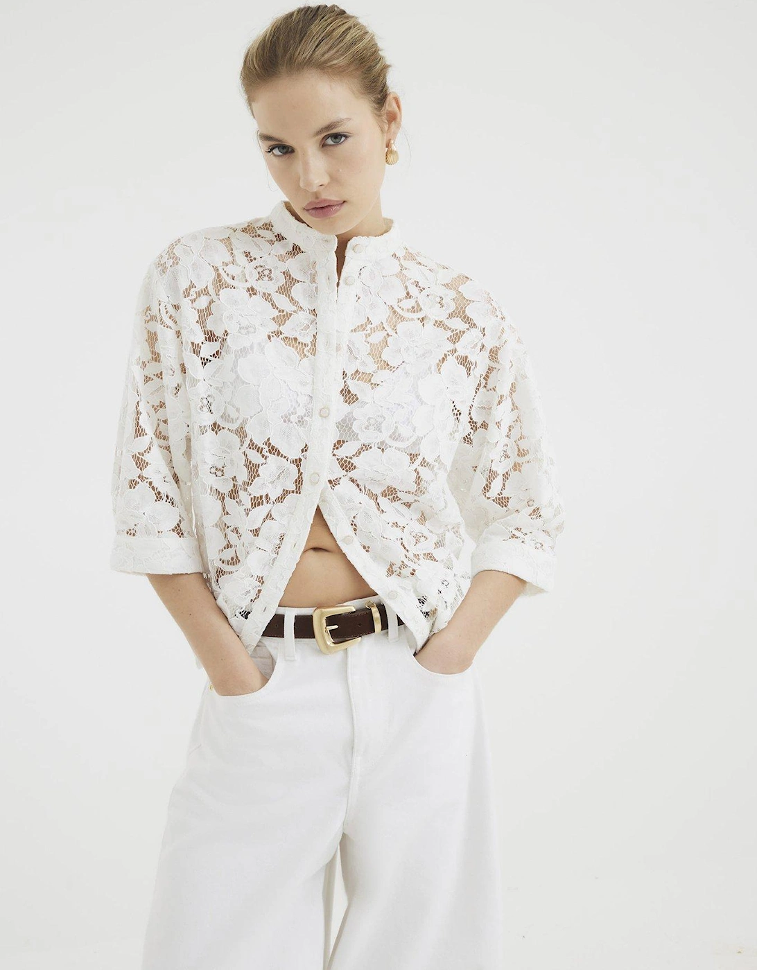 Short Sleeve Lace Shirt, 2 of 1