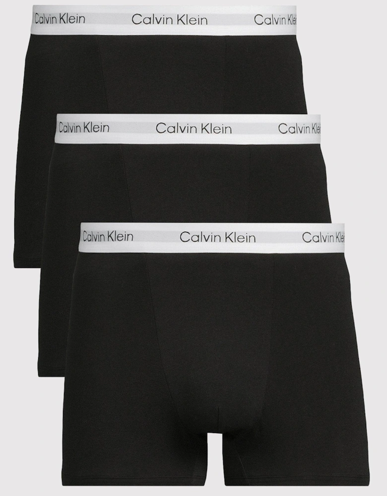 Icon Cotton Stretch 3 Pack Relaxed Boxer Trunks - Black
