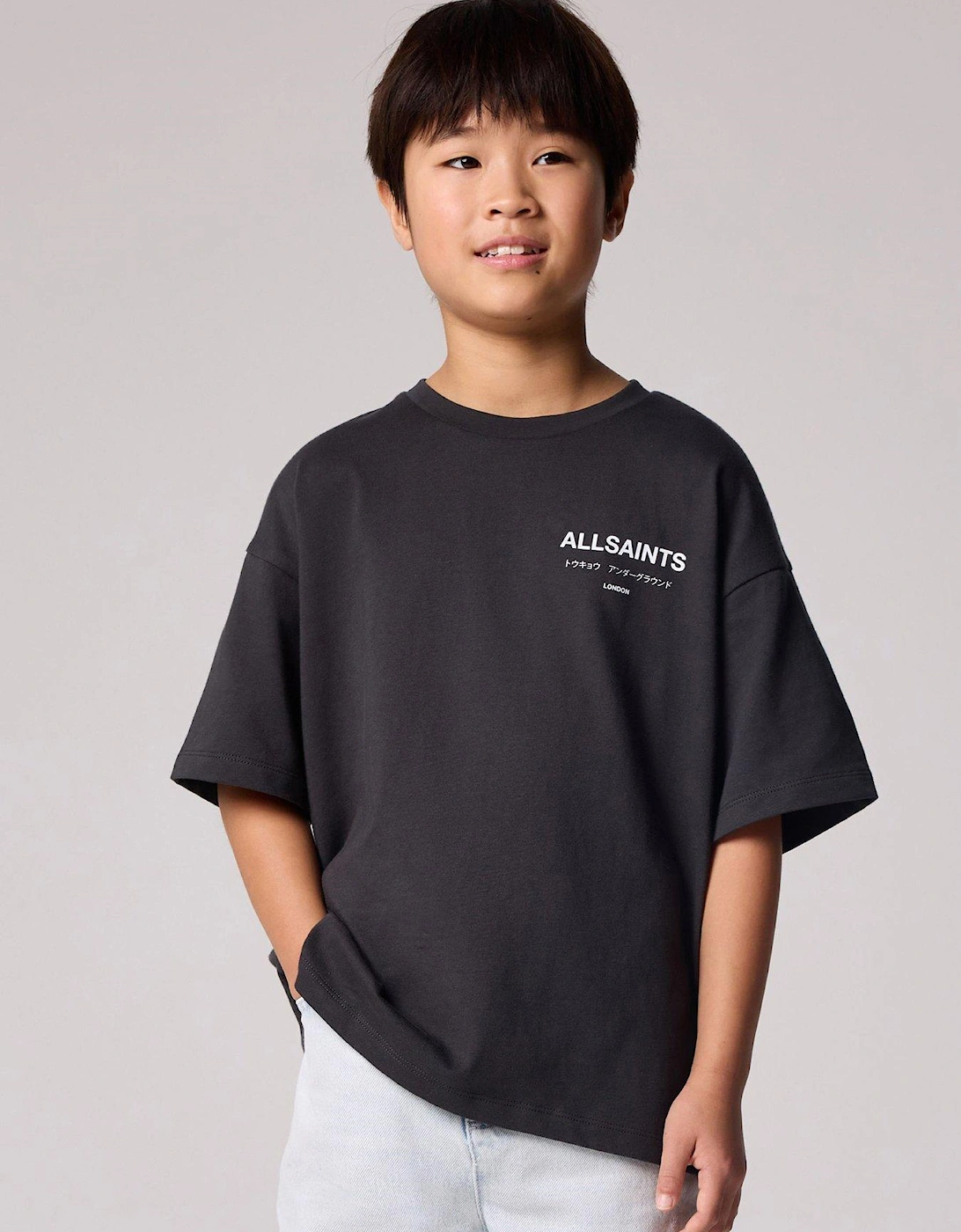 All Saints Boys Logo T-Shirt - Black, 2 of 1