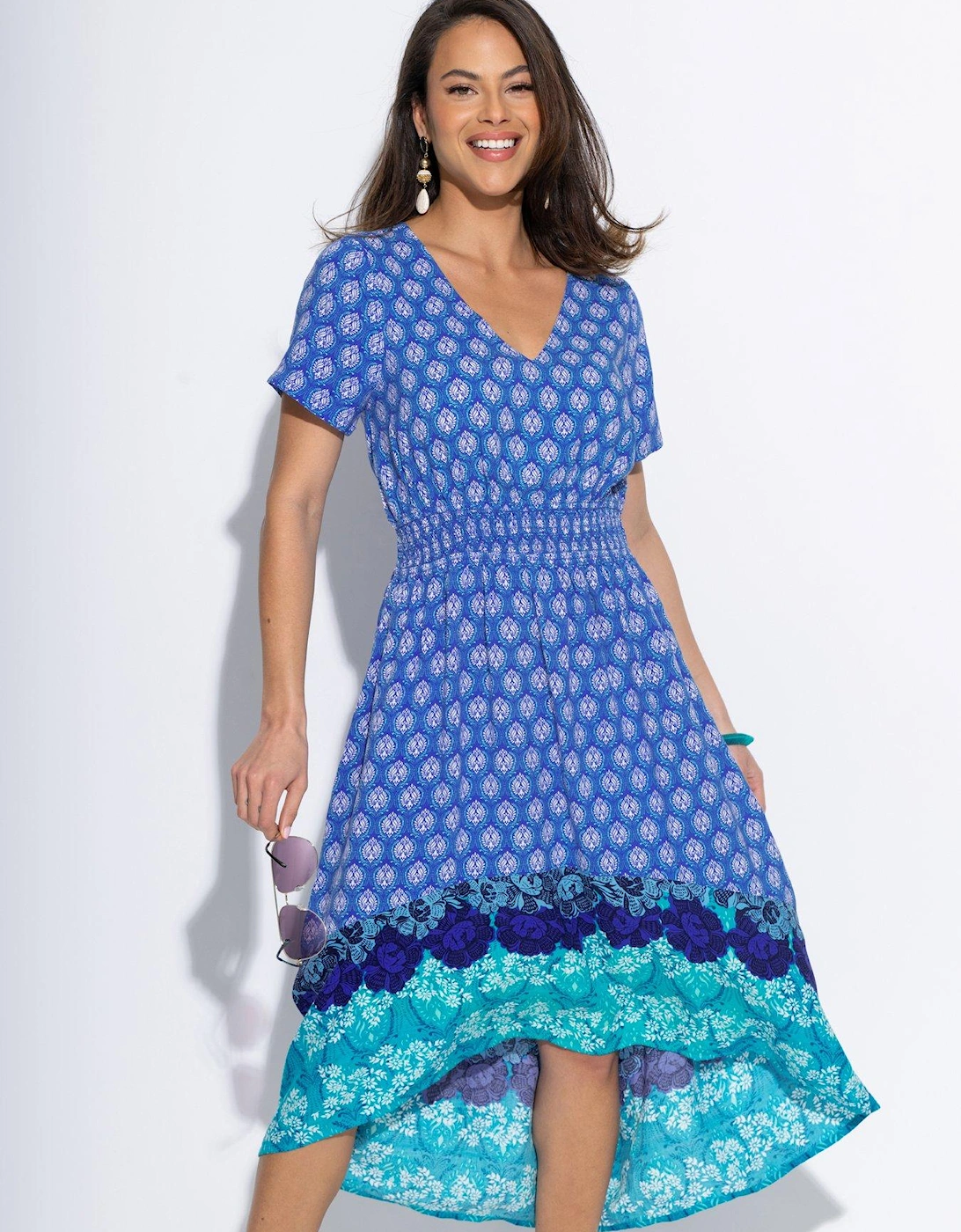 Border Print High Low Midaxi Beach Dress, 2 of 1