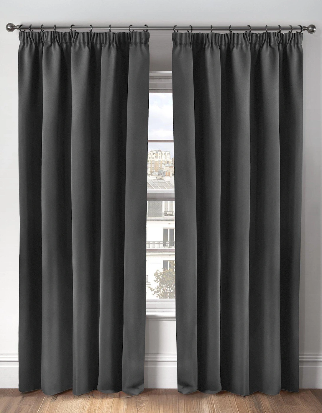 Woven Blackout Pleat Curtains 66x54, 2 of 1
