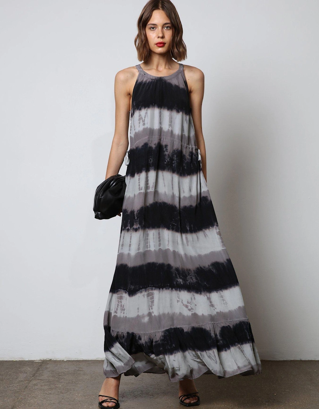 Unknown Maxi Dress In Tie Dye Stripe - Black, 2 of 1