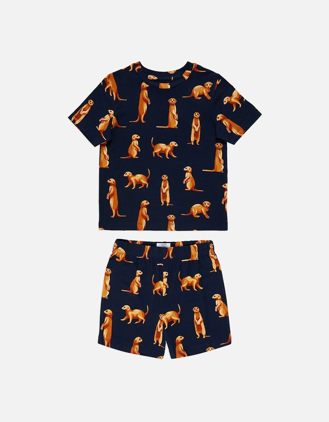 Unisex Kids Meerkat Print T-shirt And Short Pyjama Set - Navy, 2 of 1