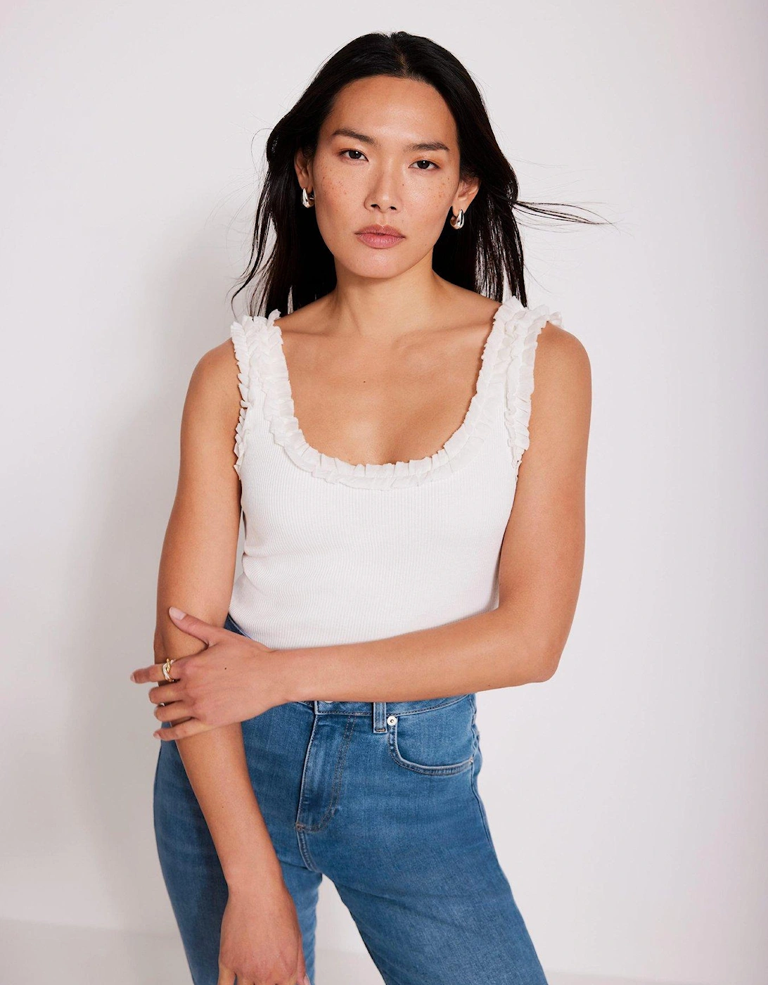 Ivory Ruffle Trim Vest, 2 of 1